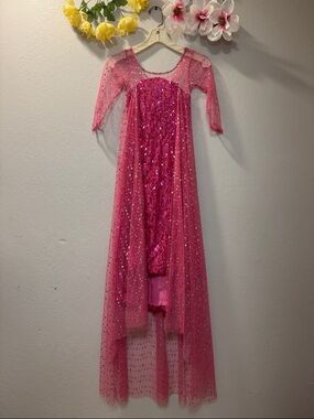 Girls' Sparkling Hot Pink Sequin Tulle Dress